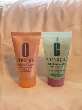CLINIQUE bundle of 2 moisture surge &all about clean liquid facial soap 3.4 oz
